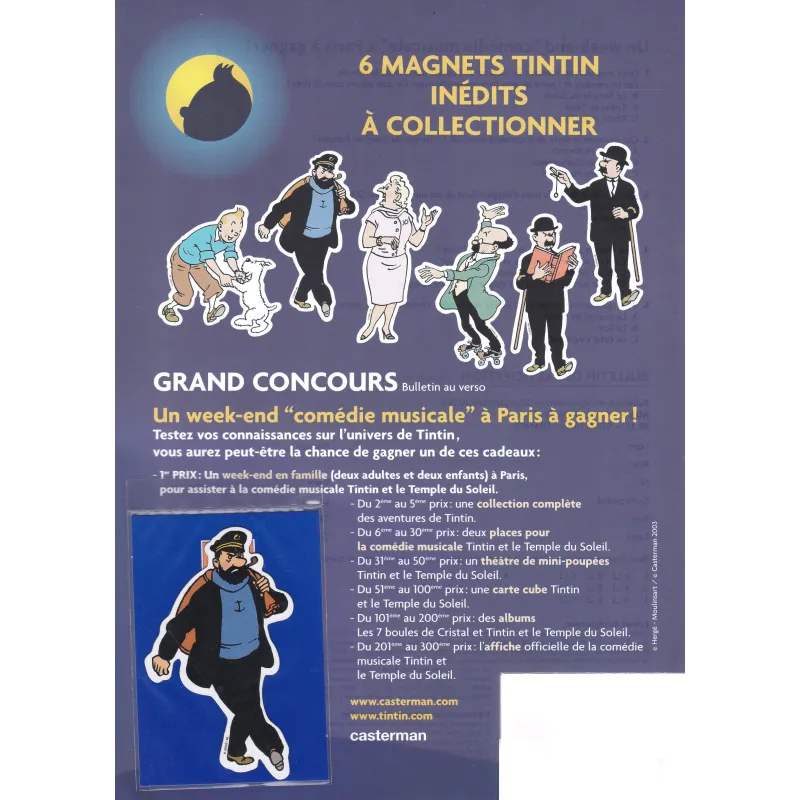 Tintin - 6 magnets - Tintin et Milou