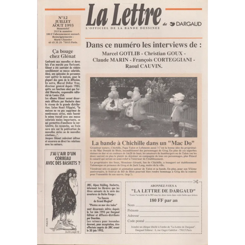 La lettre de Dargaud (12) - La bande à Chichille dans un Mac Do