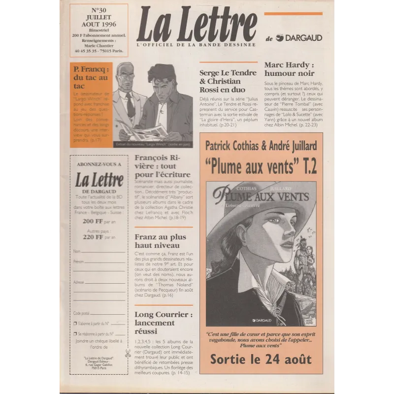 La lettre de Dargaud (30) - Philippe Francq du tac au tac