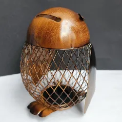 Le Hibou (métal brossé) - Tirelire